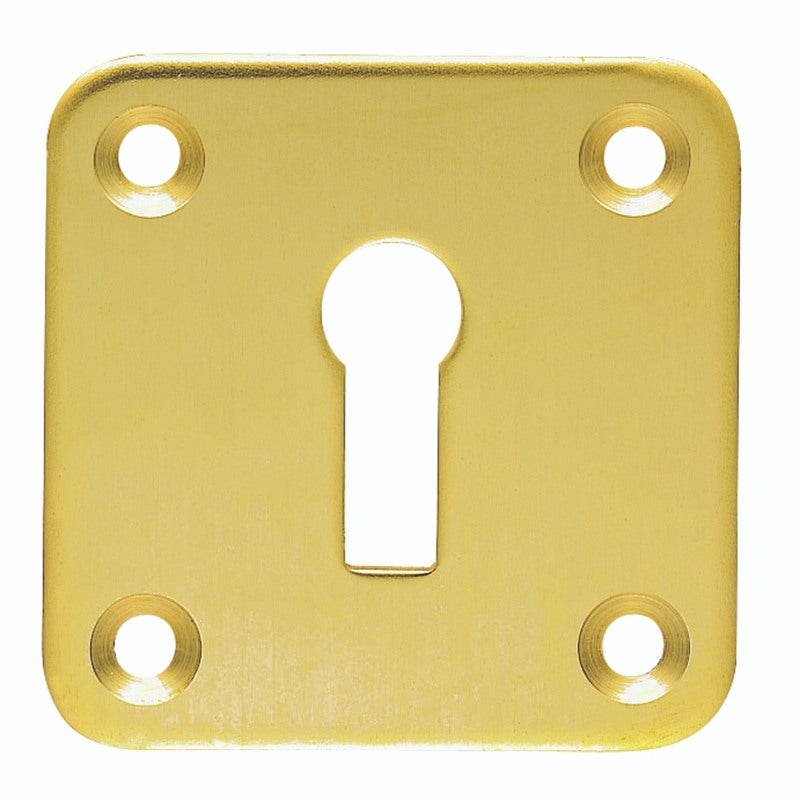 VICTORIAN LOCK PROFILE SQUARE ESCUTCHEON FACE FIX - POLISHED BRASS - 51MM - EACH