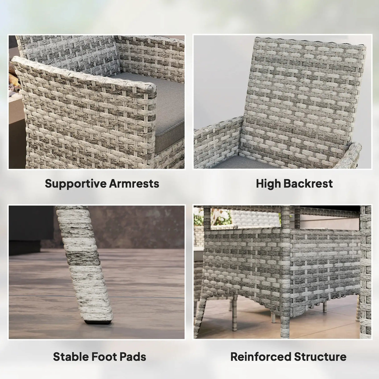 Outsunny Seven-Piece Rattan Dining Set - Mixed-Grey