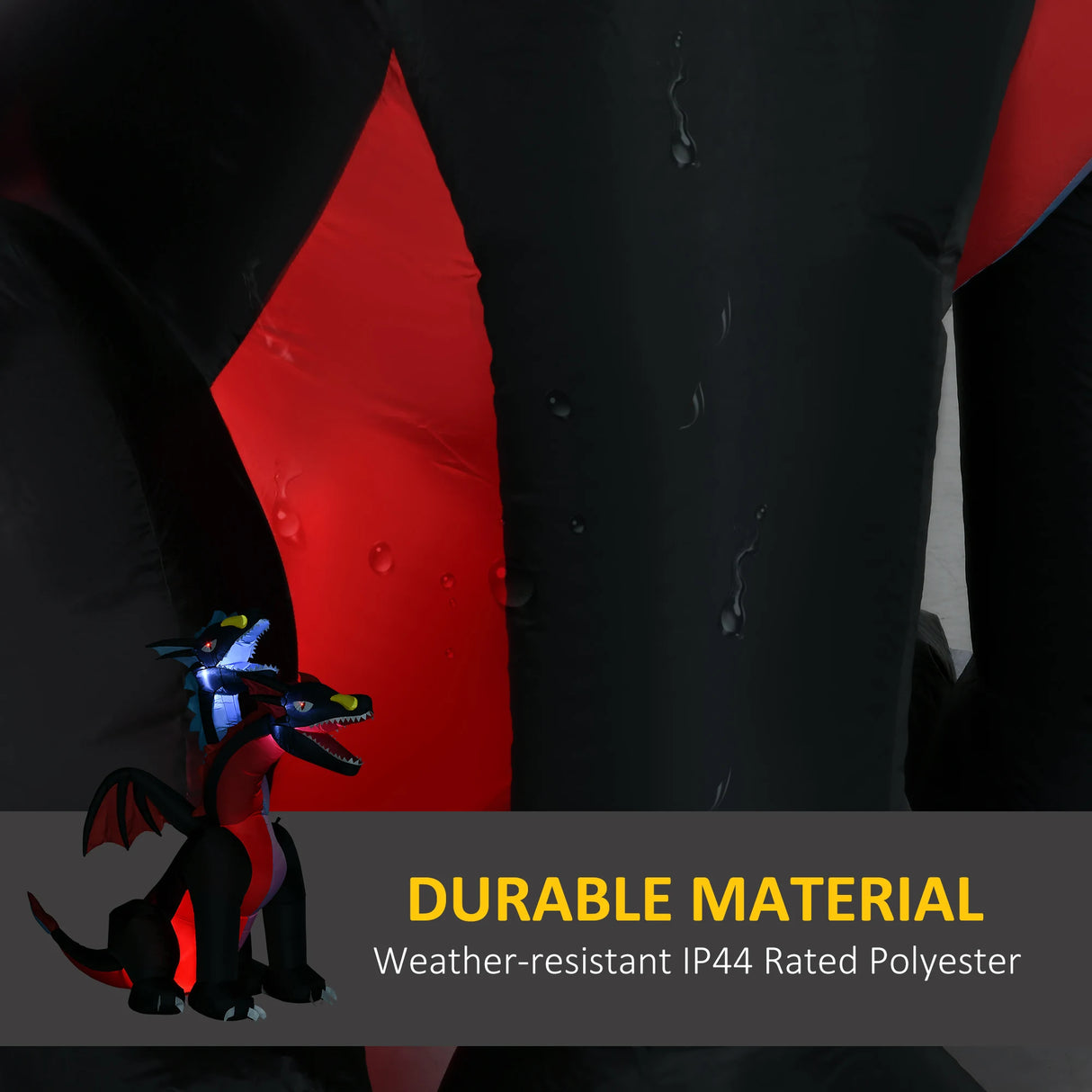 HOMCOM 7FT Tall Halloween Inflatable Dragon with 2 Heads and LED Lights, Blow Up Halloween Party Decoration for Indoor Outdoor Yard Lawn Garden