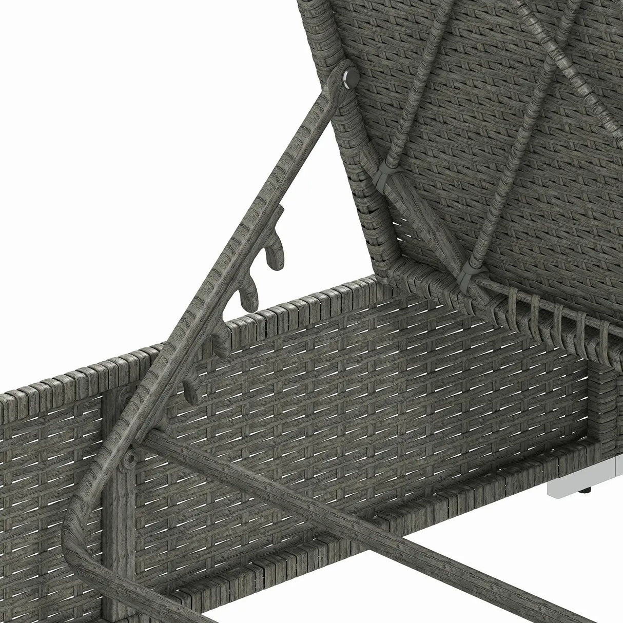 Outsunny Rattan Sun Lounger, Five-Position Reclining Garden Lounger Bed with Cushion, Light Grey