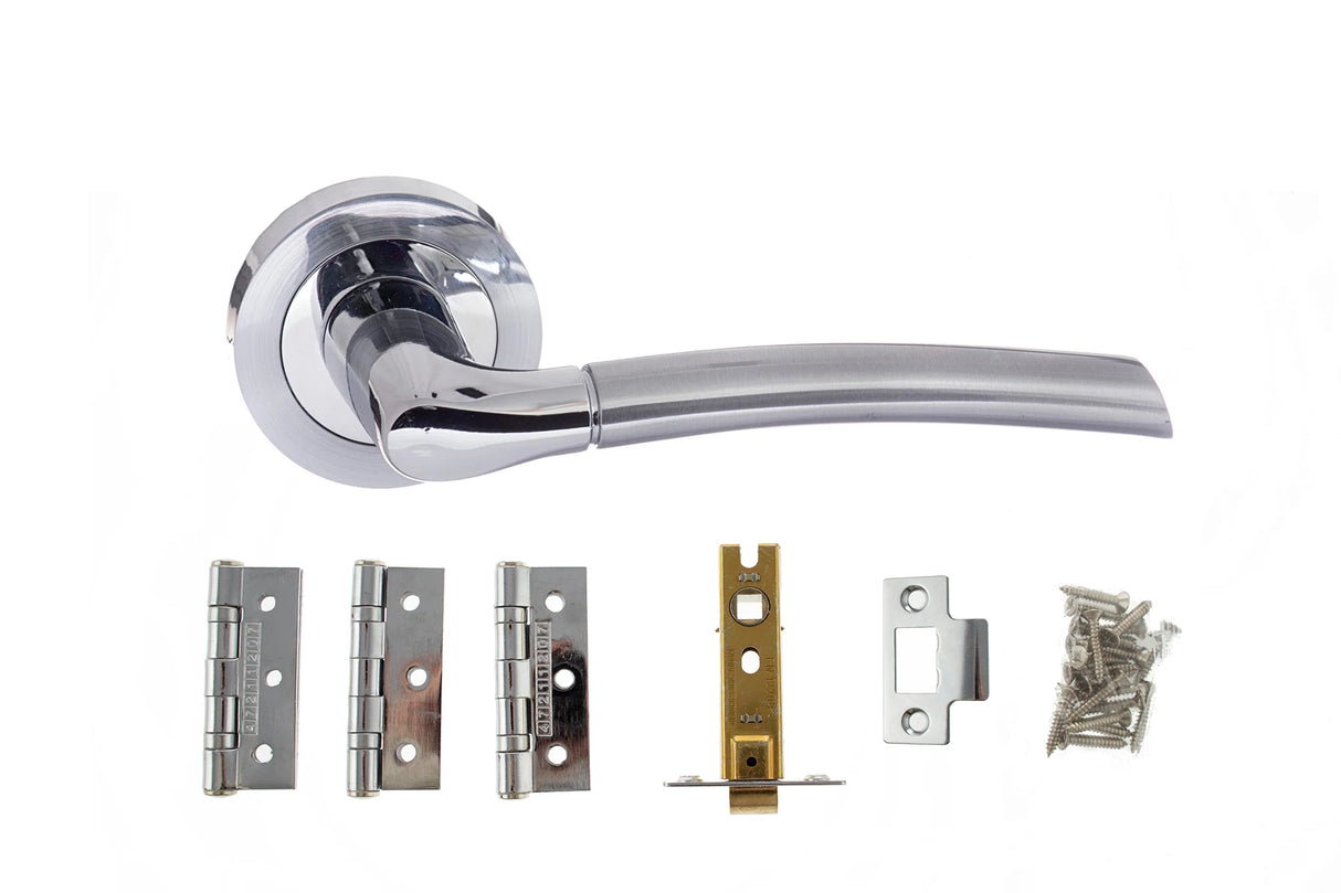 Atlantic Swell Dorpac (3" Latch, 3"x2" Hingesx3) - Satin Chrome/Polished Chrome - Each