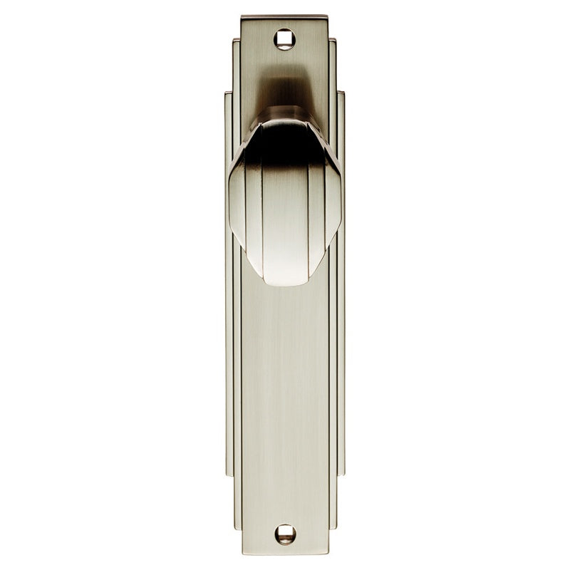 ART DECO KNOB ON BACKPLATE - LATCH - SATIN NICKEL - 205 x 45mm - PAIR