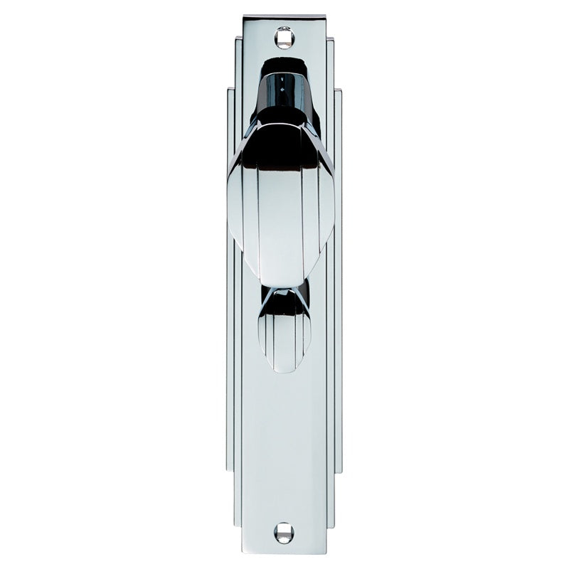 ART DECO KNOB ON BACKPLATE - BATHROOM 57MM C/C - POLISHED CHROME - 205 x 45mm - PAIR