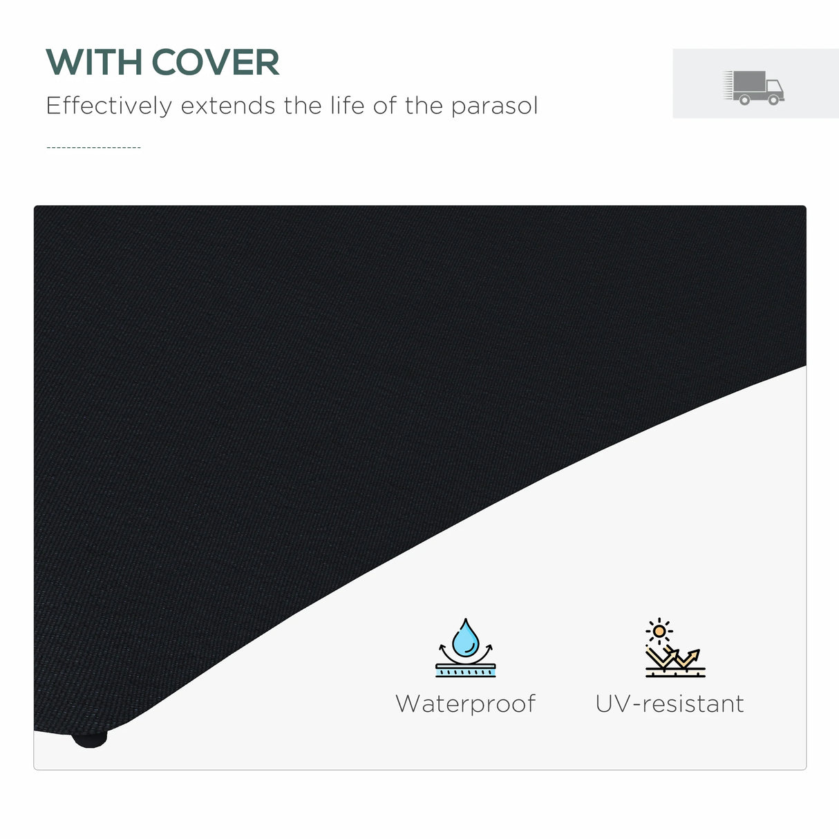 Outsunny 3(m) Solar LED Cantilever Parasol - Black