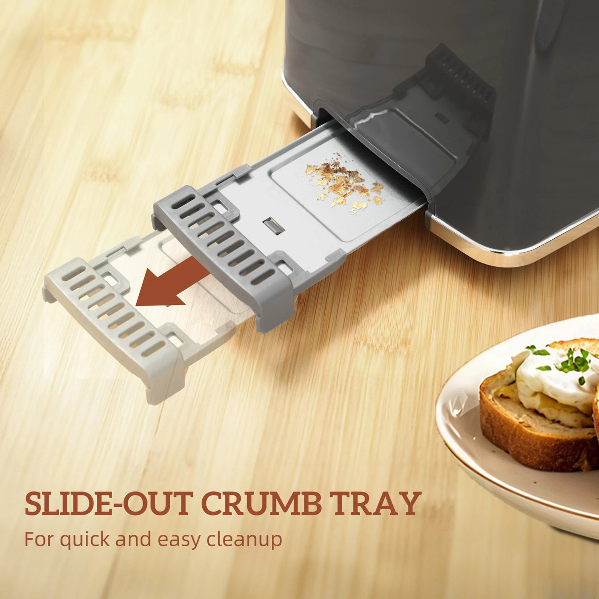 HOMCOM Touch Screen Kettle and Toaster Set - Grey