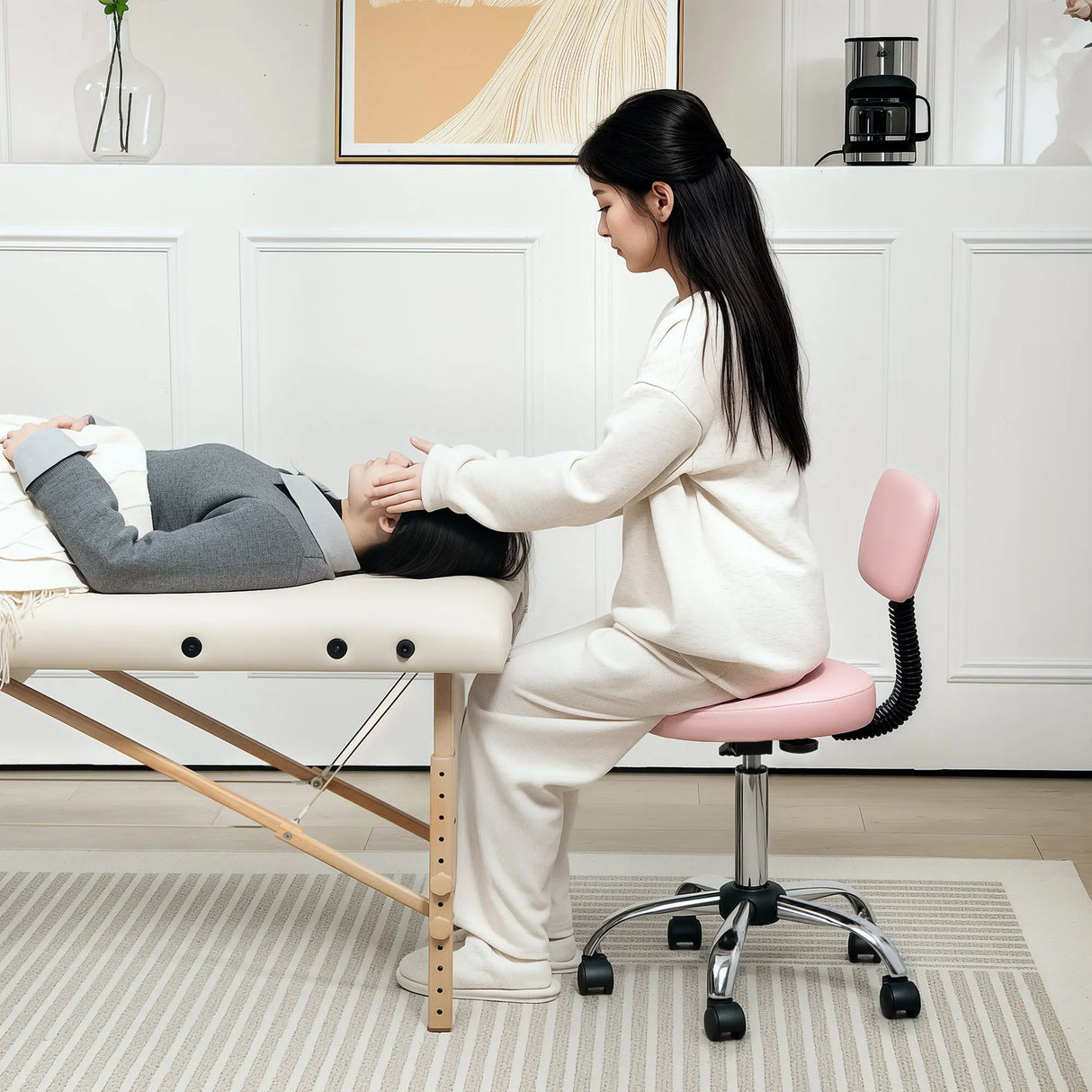 HOMCOM 360 Swivel Seat Salon Stool - Pink