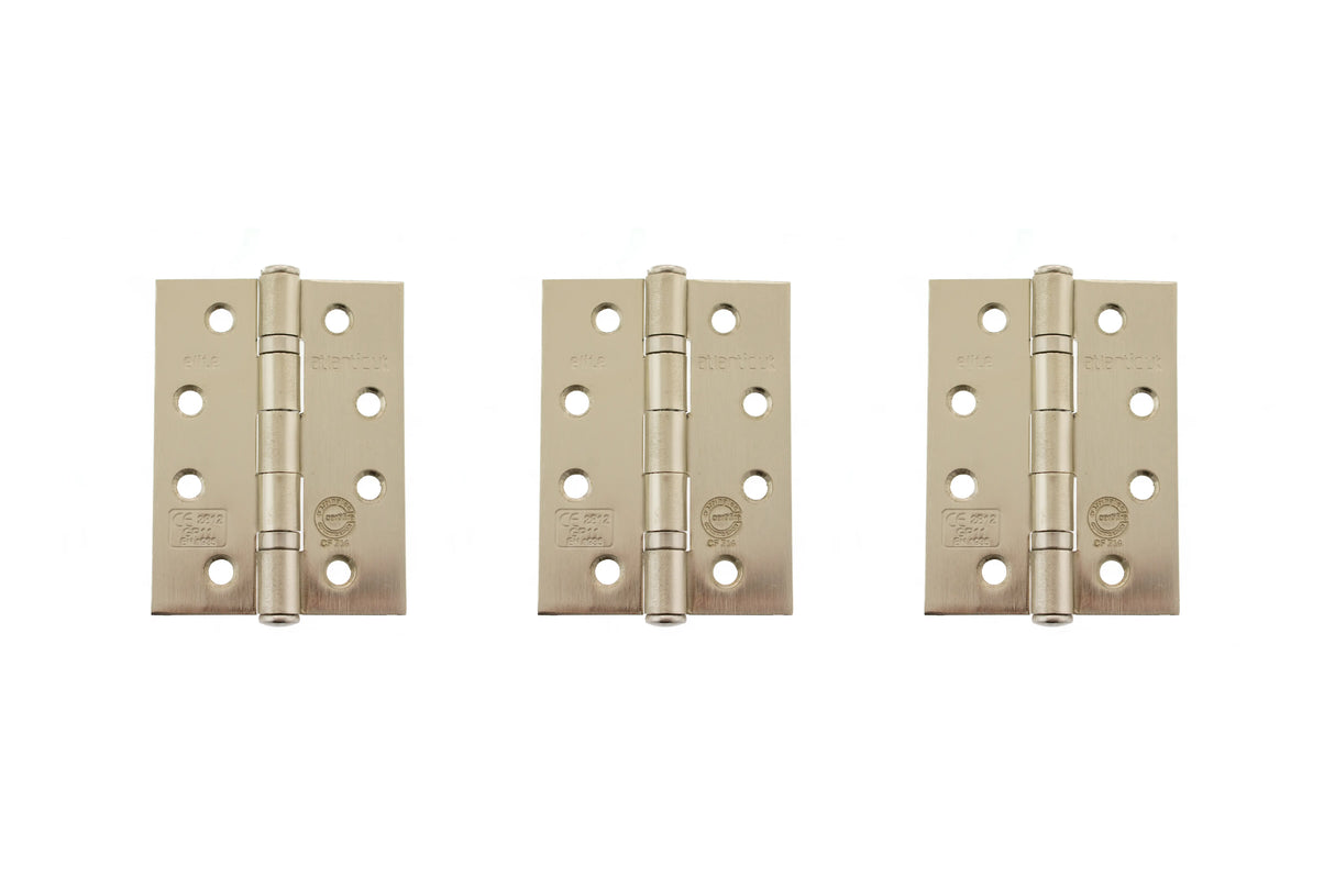 Atlantic Ball Bearing Hinges Grade 11 Fire Rated 4" x 3" x 2.5mm set of 3 - Satin Nickel - Set of 3
