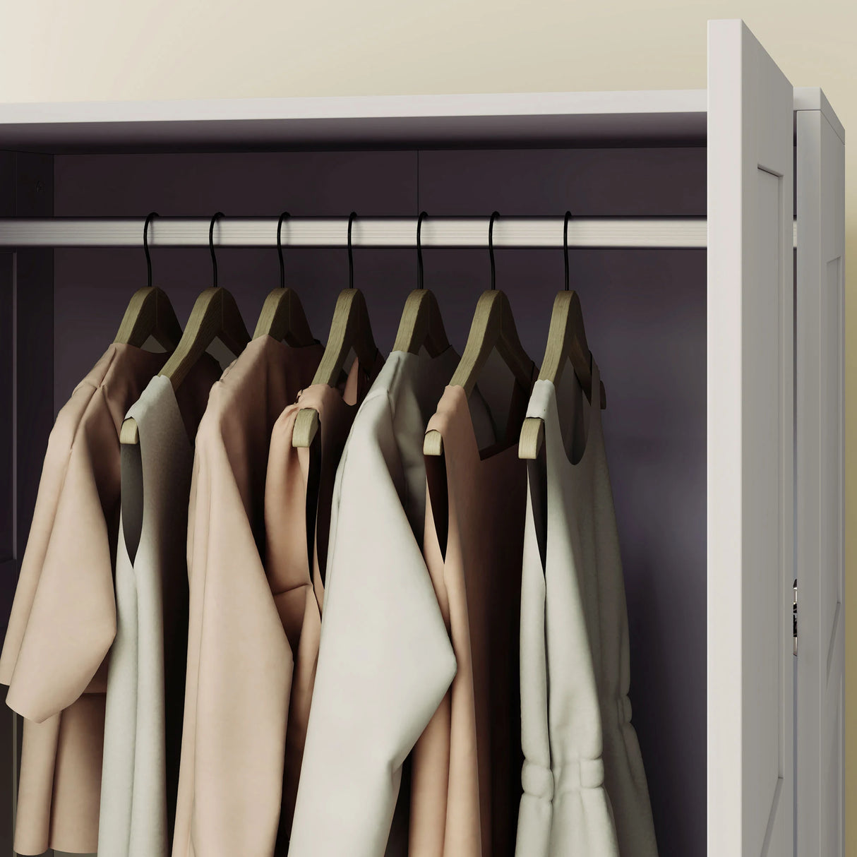 HOMCOM Double Paneled Door Wardrobe, with Shelves - Grey