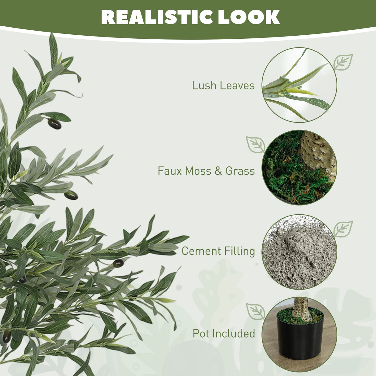 HOMCOM Silk Leaf Artificial Olive Trees
