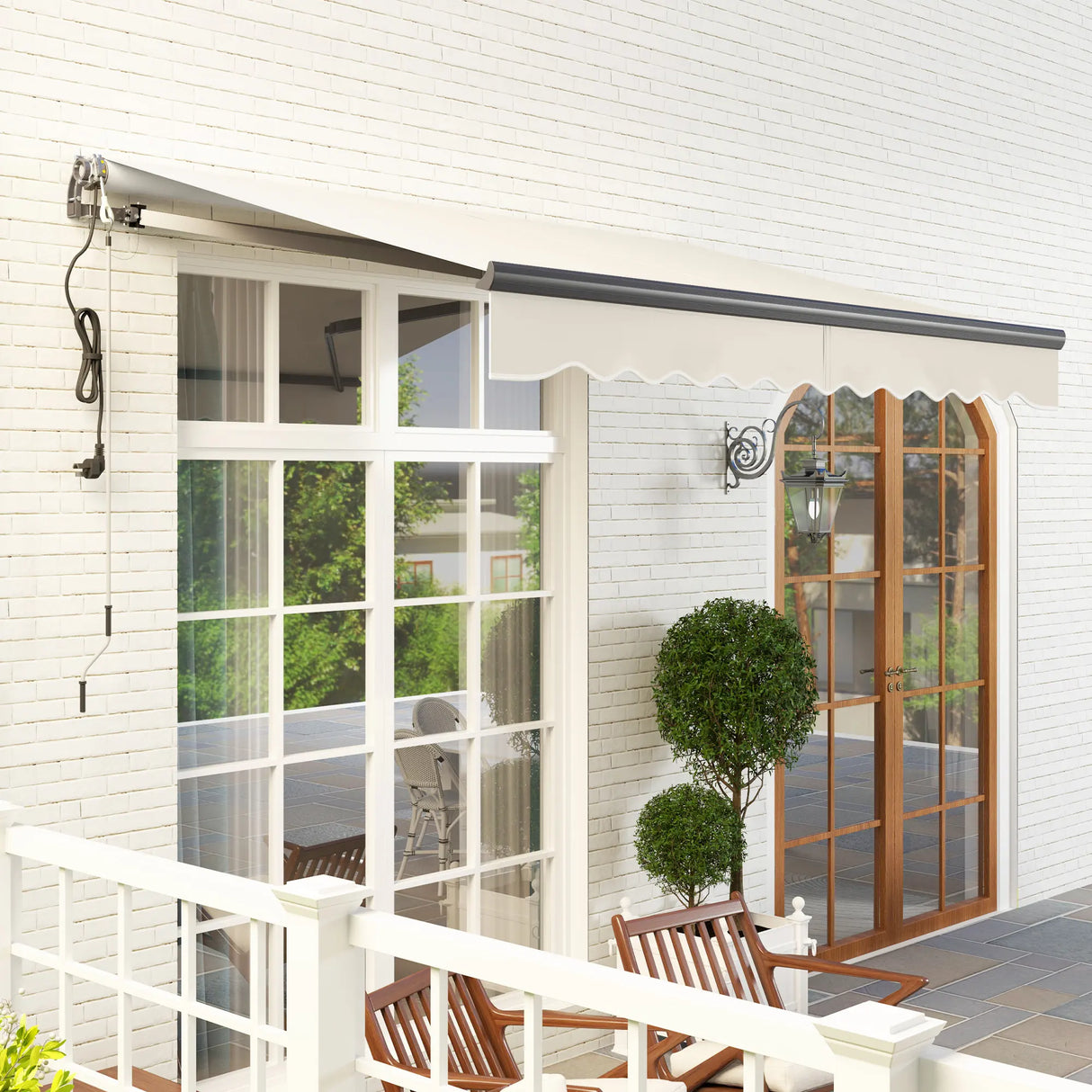 Outsunny 2.5 x 3m Electric/Manual Awning, with Remote - Beige