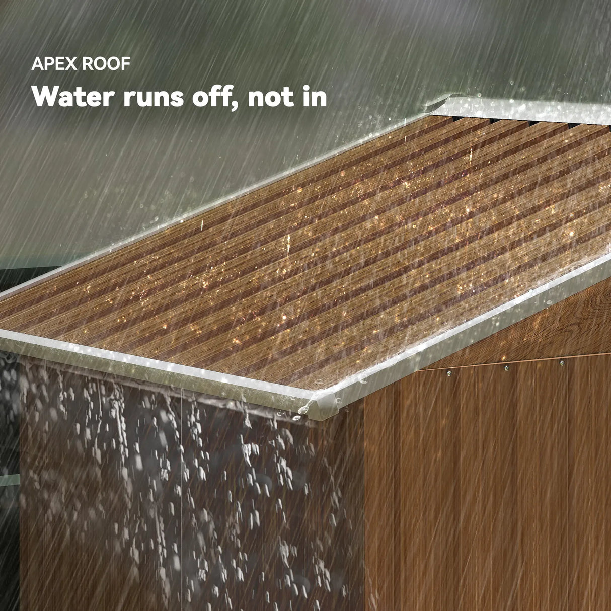 Outsunny 6.5 x 3.5ft Metal Garden Storage Shed - Brown Wood Effect