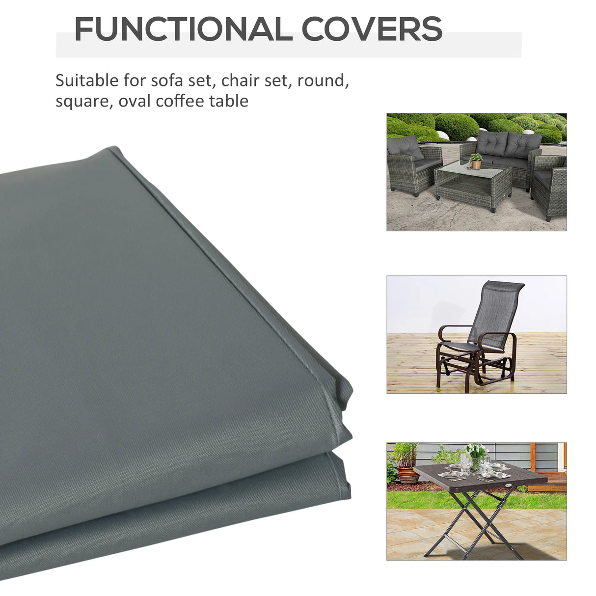 Outsunny Rectangular Patio Garden Furniture Cover Waterproof for 3 Seater Sofa Bistro Set, UV Resistant Protection 600D Oxford Fabric Rattan Lounge Clean Cover, 190 x 72 x 76cm, Grey