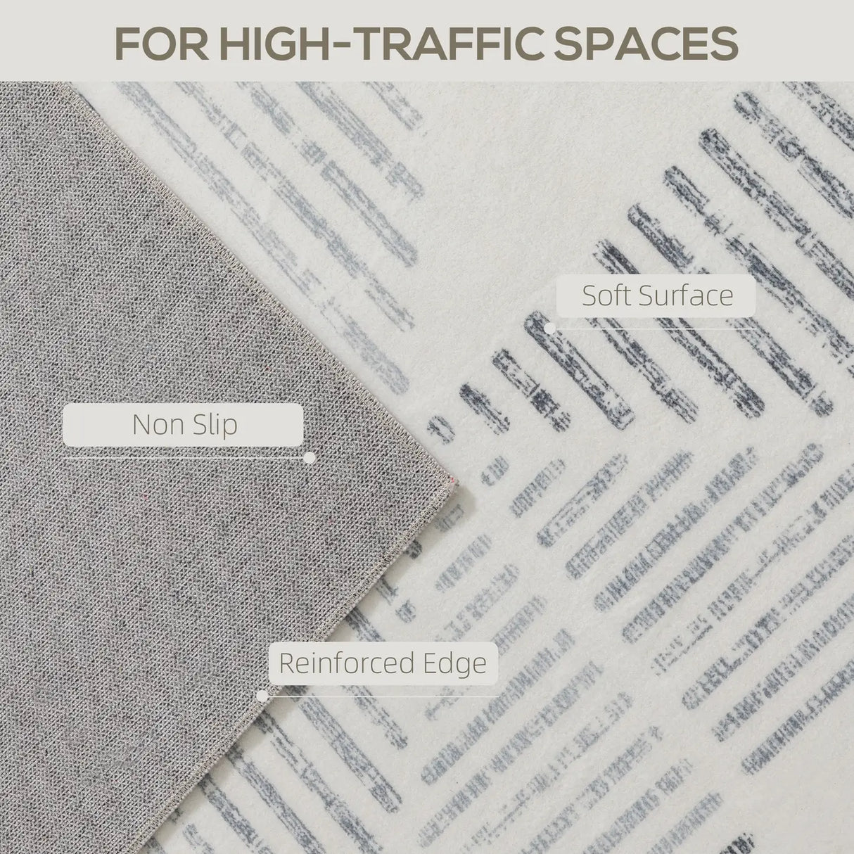 HOMCOM Modern Area Rug, Geometric Pattern Non-Slip Washable Rug, Soft Floor Carpet for Living Room, Bedroom, Dining Room, Home Office, 170 x 120 cm, Grey