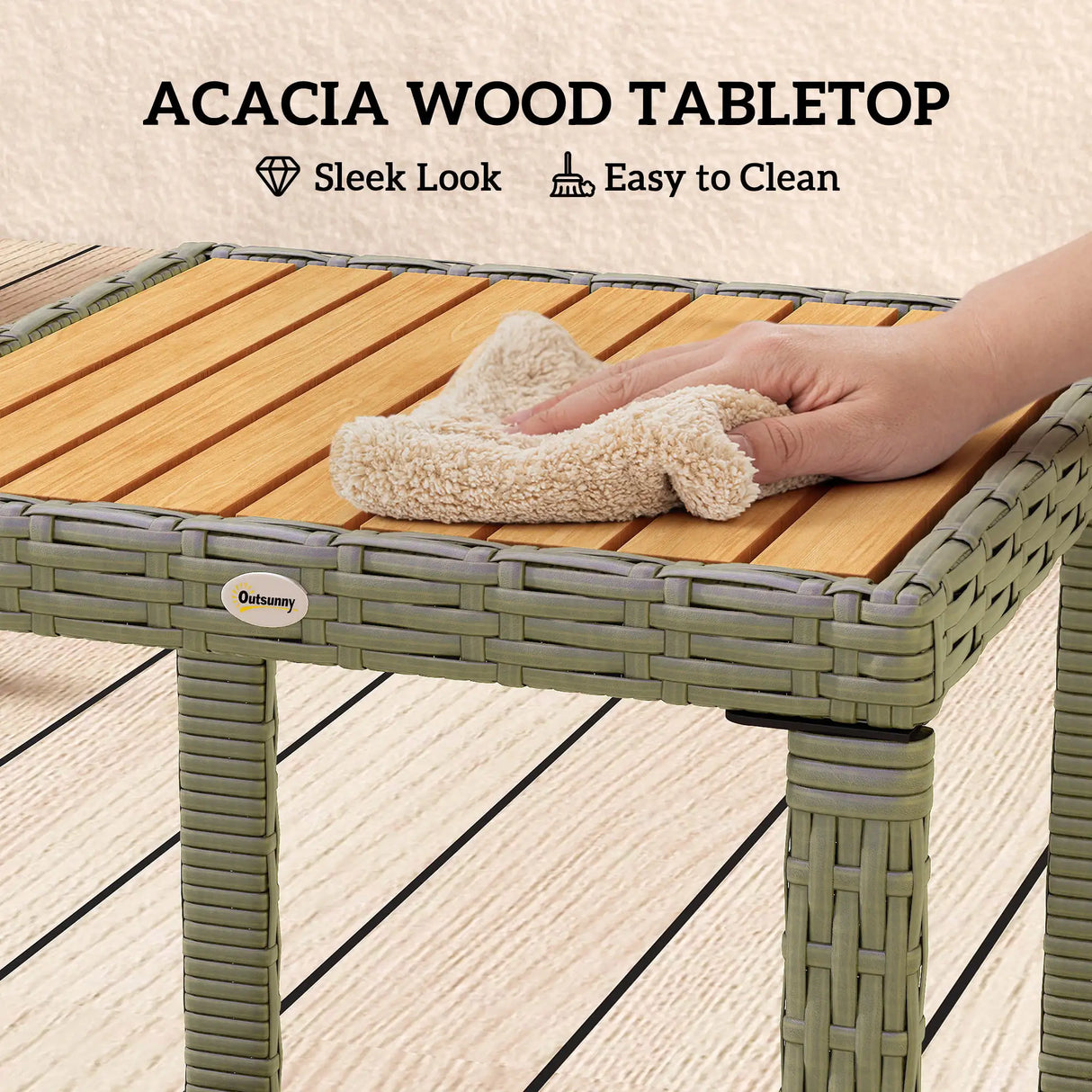 Outsunny Three-Piece Rattan Chair Set - Grey