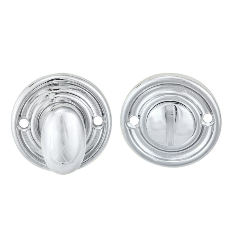 TURN & RELEASE TO SUIT BATHROOM LOCK / OVAL TURN - POLISHED CHROME - 45MM - SET