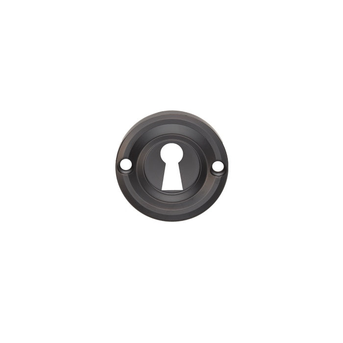 VICTORIAN ESCUTCHEON LOCK PROFILE ROUND FACE FIX - MATT BLACK - EACH
