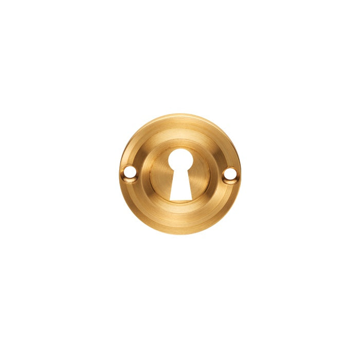 VICTORIAN ESCUTCHEON LOCK PROFILE ROUND FACE FIX - SATIN BRASS - EACH
