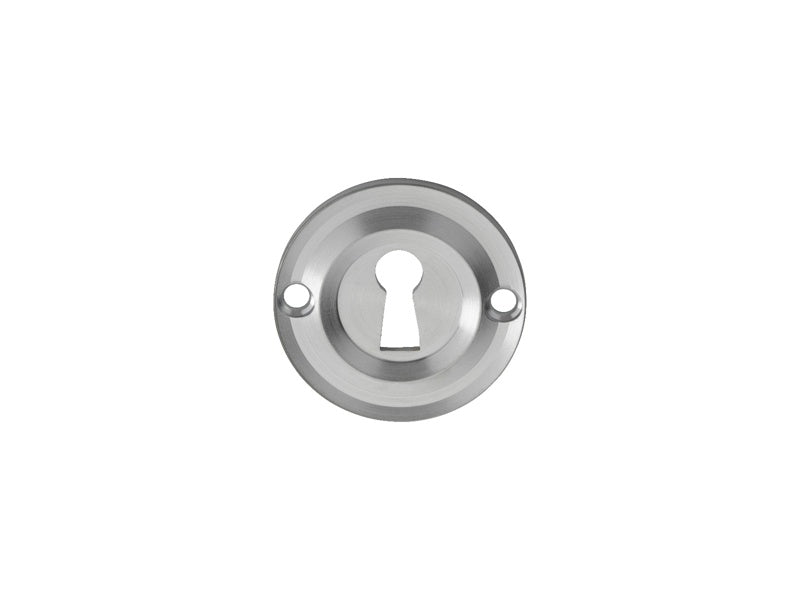 VICTORIAN ESCUTCHEON LOCK PROFILE ROUND FACE FIX - SATIN CHROME - 42MM - EACH