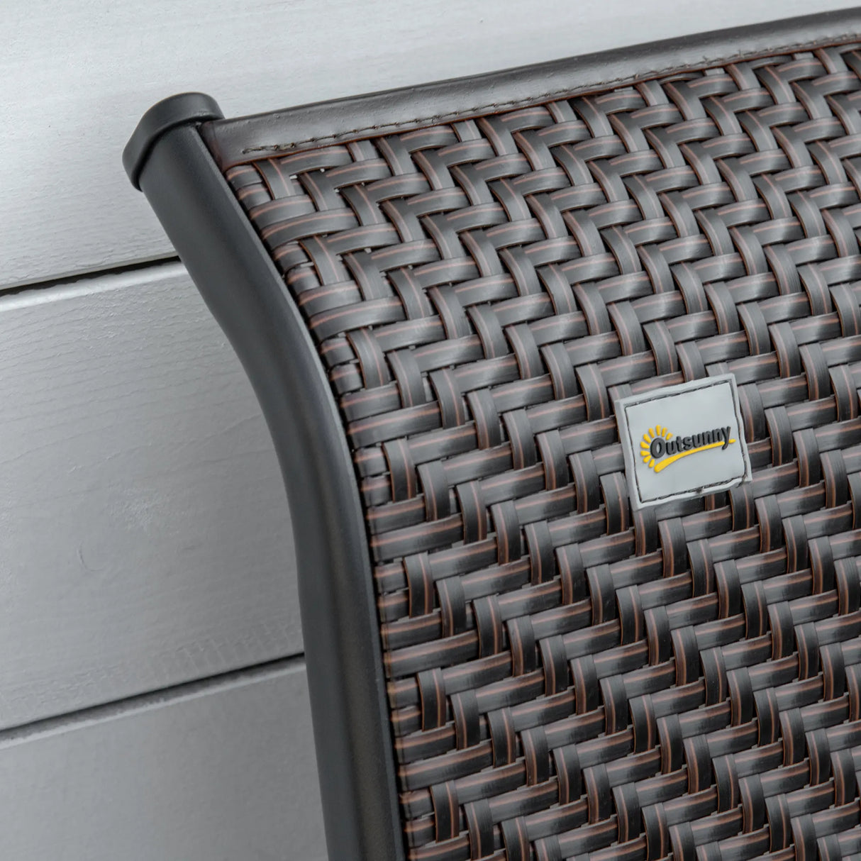 Outsunny Set of Two Folding Garden Chairs, with Seven-Position Adjustable Backs - Brown