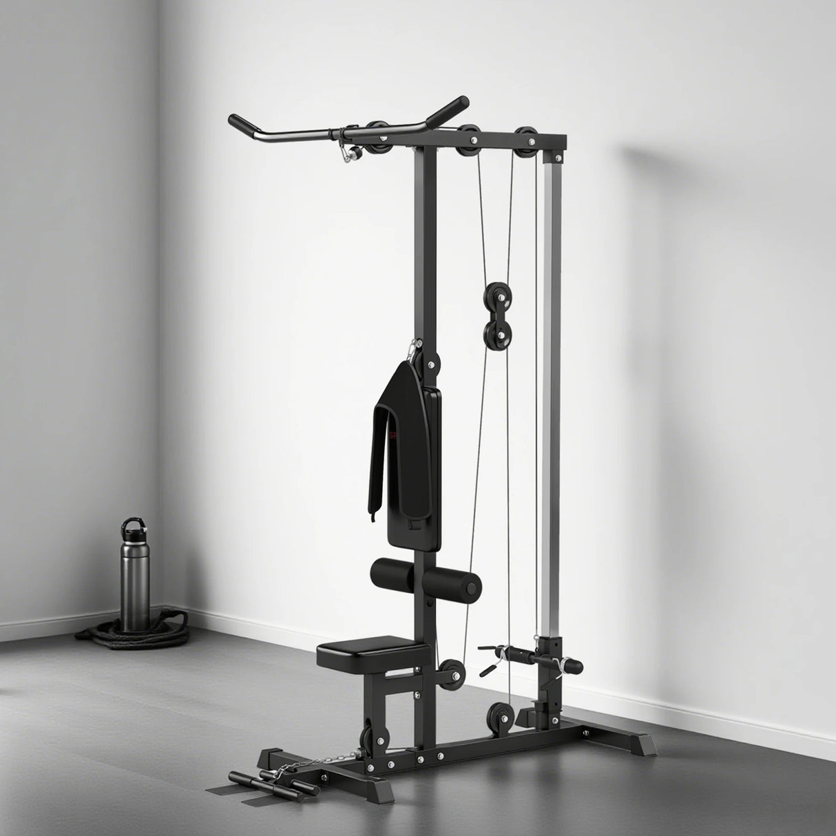 SPORTNOW Pull Up Station, Power Cage with Adjustable Seat, for Home Gym - Black