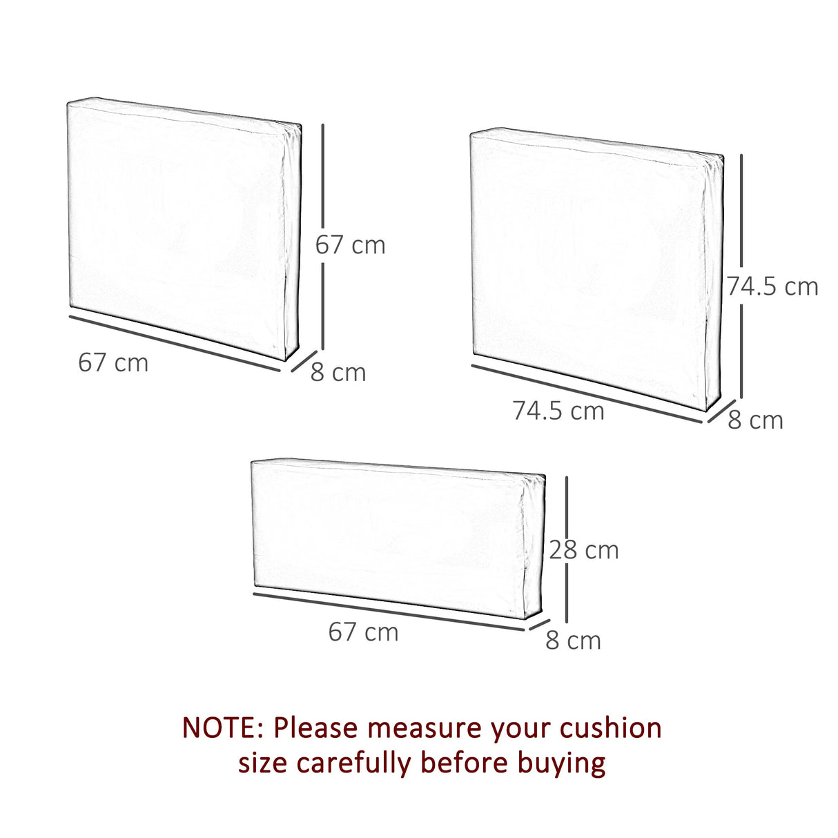 Outsunny Cushion Cover Replacement Garden Rattan Patio Furniture Seat Cover