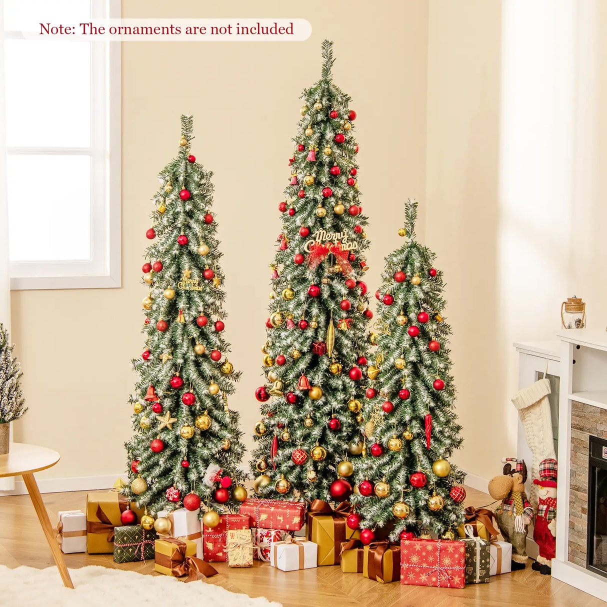 4/5/6FT Artificial Christmas Tree Set of 3 with Realistic Accumulated Snow