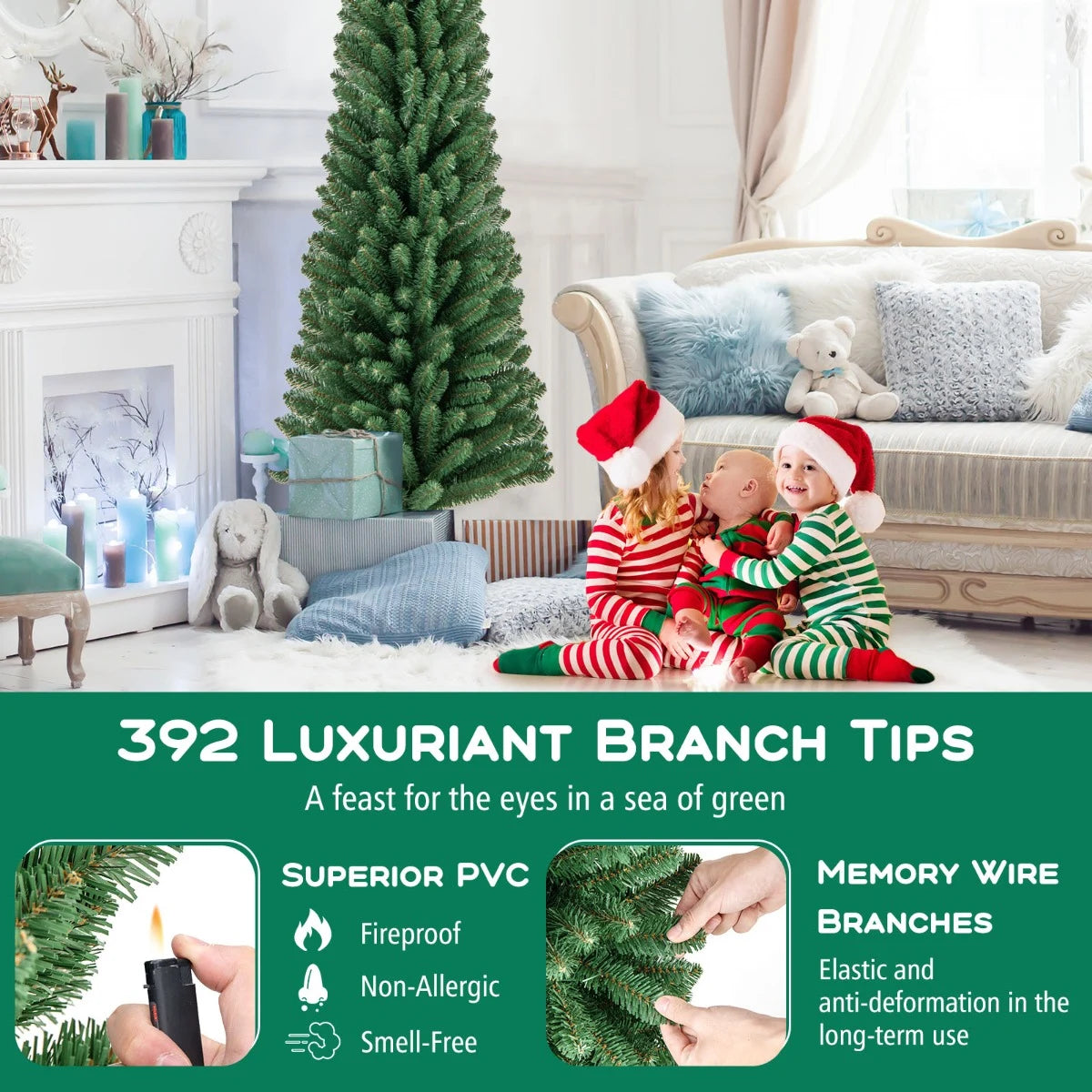 Artificial Christmas Tree with Quick Shape Technology and  Lush Branch Tips-6FT