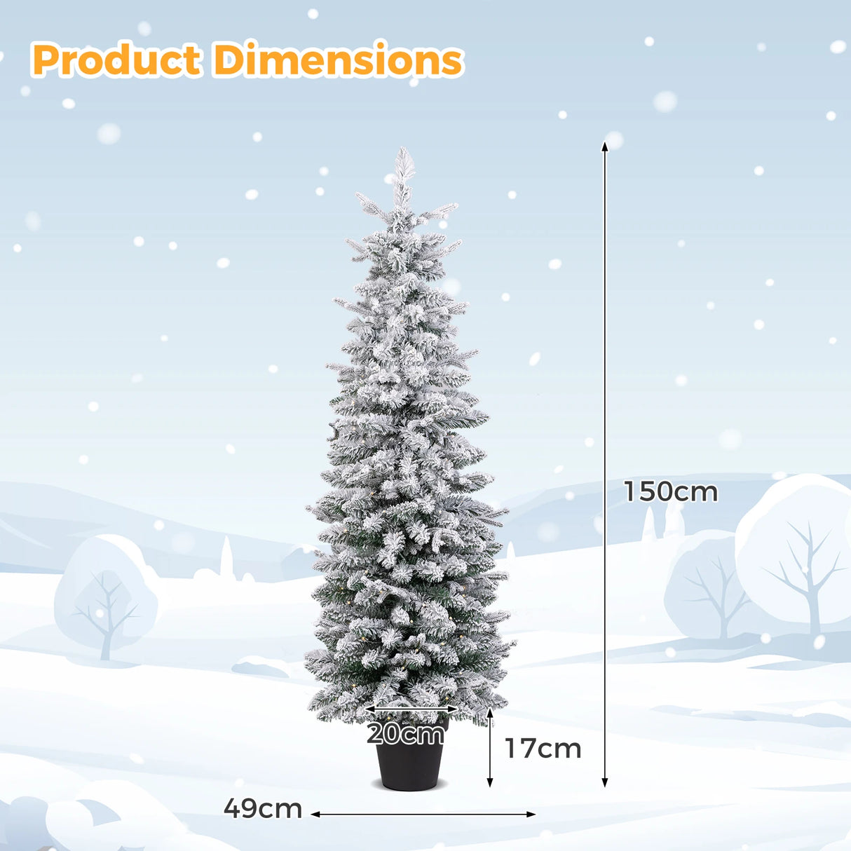 Artificial Pre-lit Christmas Tree Snow Flocked Xmas Tree-1.5M
