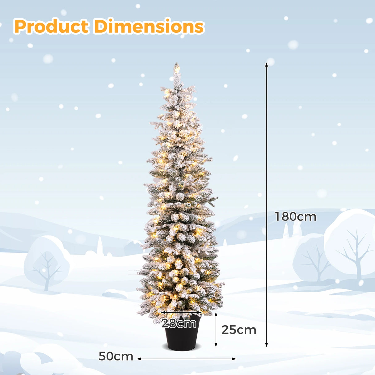 Artificial Pre-lit Christmas Tree Snow Flocked Xmas Tree-1.8M