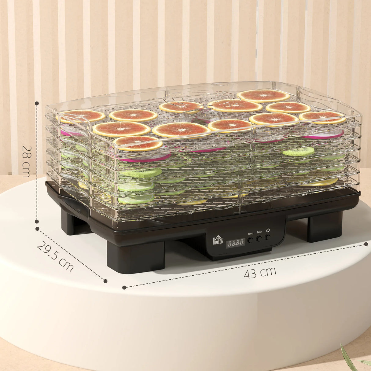 HOMCOM 40-70C Six-Tray Food Dehydrator - Black