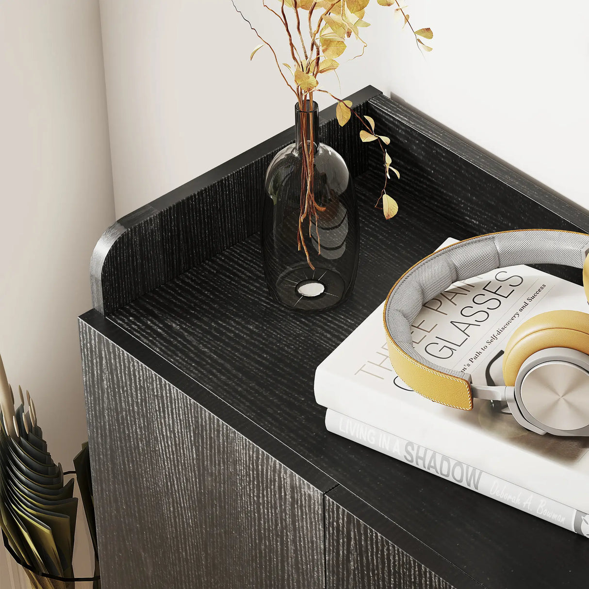 HOMCOM Shoe Storage Cabinet with Adjustable Shelves - Black