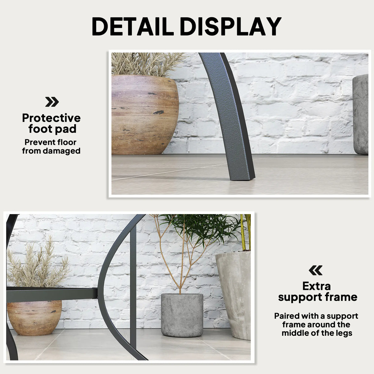 Outsunny 94 x 94 cm Garden Table with Parasol Hole, Outdoor Dining Garden Table for Four with Slatted Metal Plate Top, Dark Grey