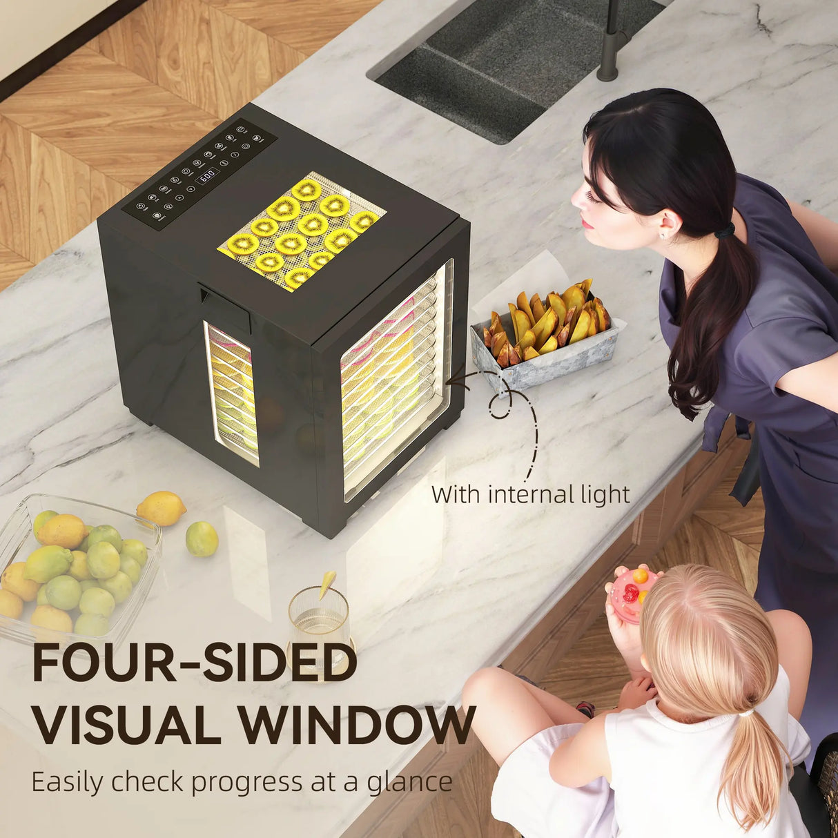 HOMCOM 12-Tray 40-70 Food Dehydrator - Black