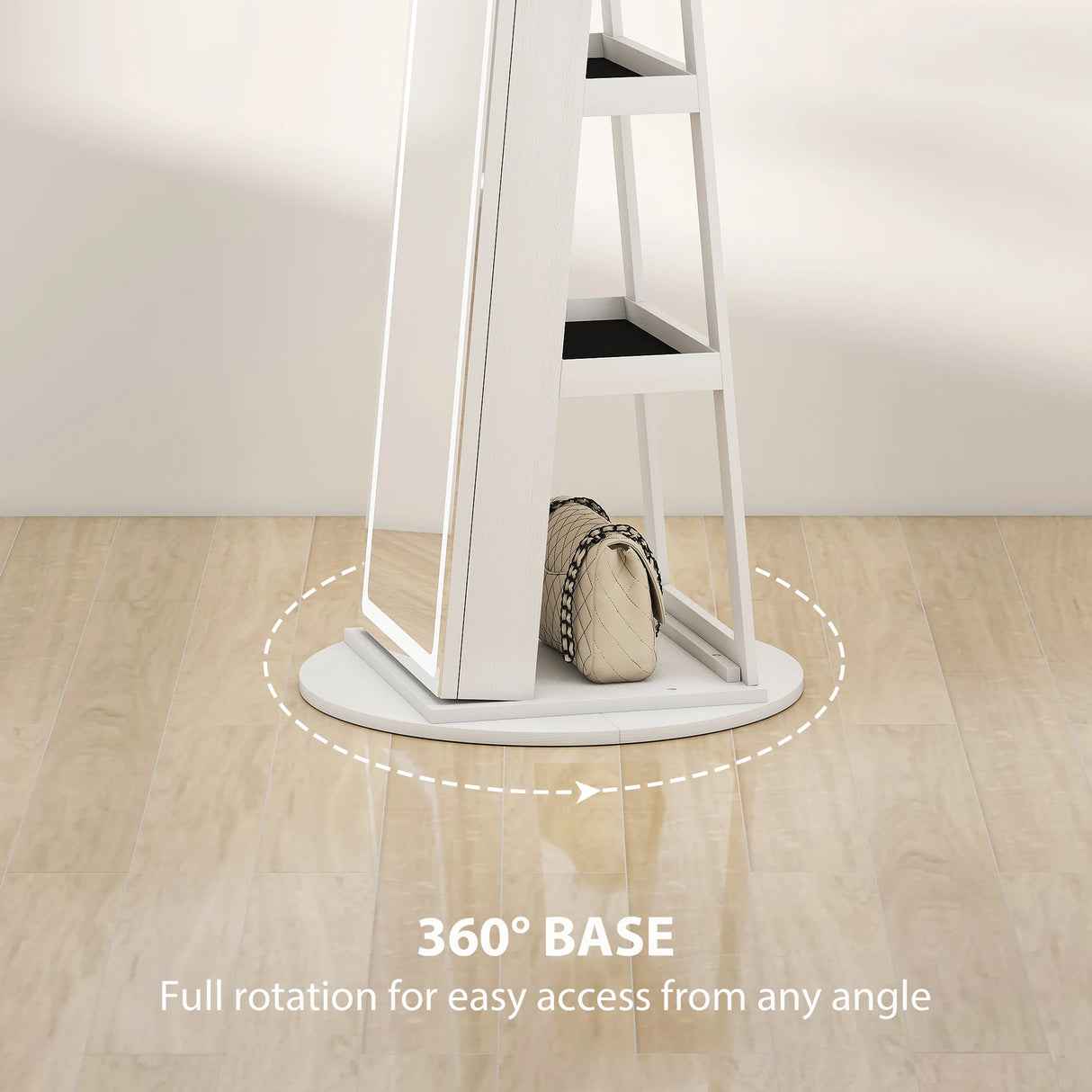 HOMCOM Storage Jewellery Cabinet, with Mirror and Lights - White