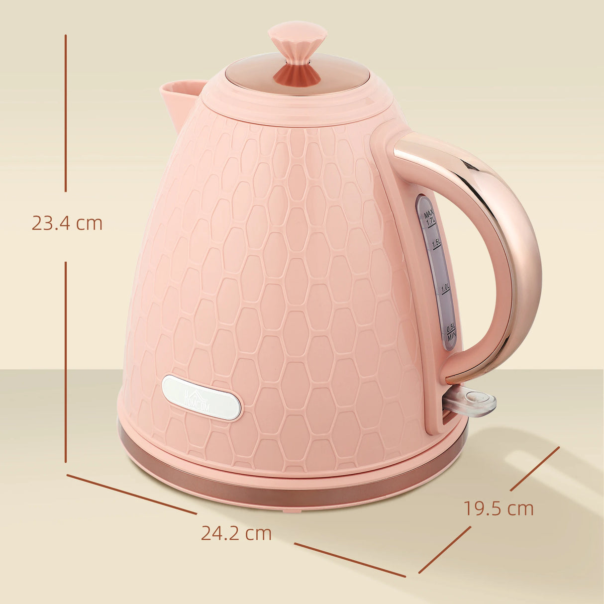 HOMCOM 3kW Rapid Boil Honeycomb Kettle - Light Pink