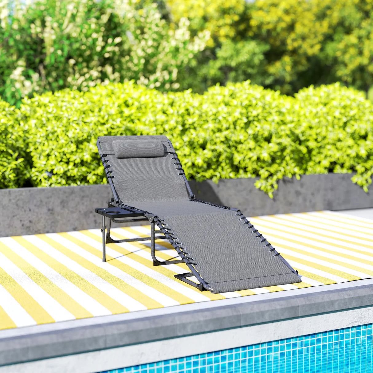 Outsunny Five-Position Reclining Sun Lounger - Grey