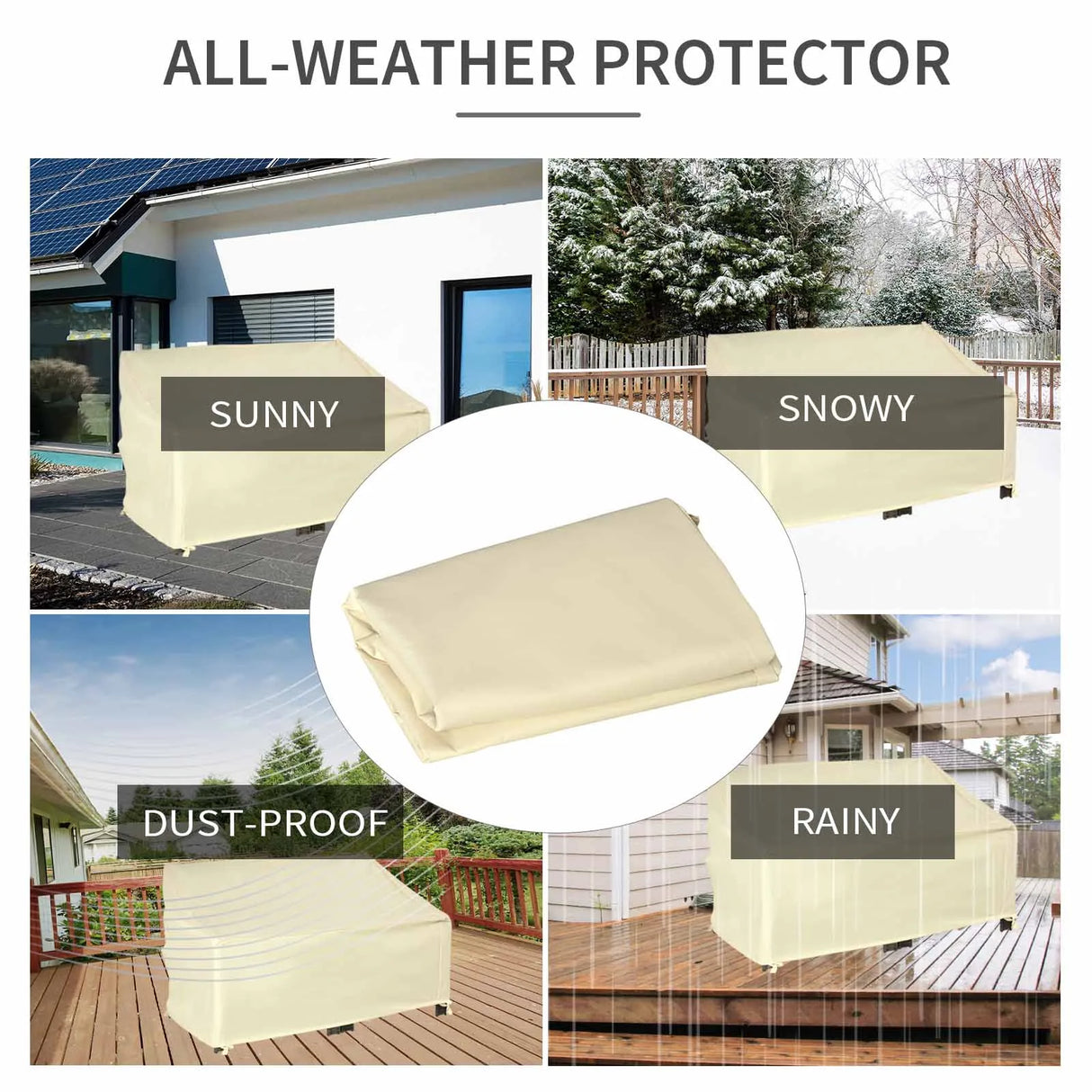 Outsunny 600D Oxford Cloth Furniture Cover, 2 Seater Sofa Protector for Garden Patio, Outdoor, Waterproof, Beige, 140L x 84W x 56/94H cm