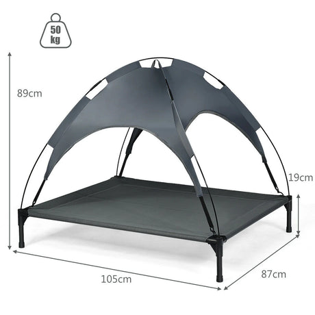 Elevated Pet Cot with Detachable Canopy Shade & Sturdy Steel Frame-XL