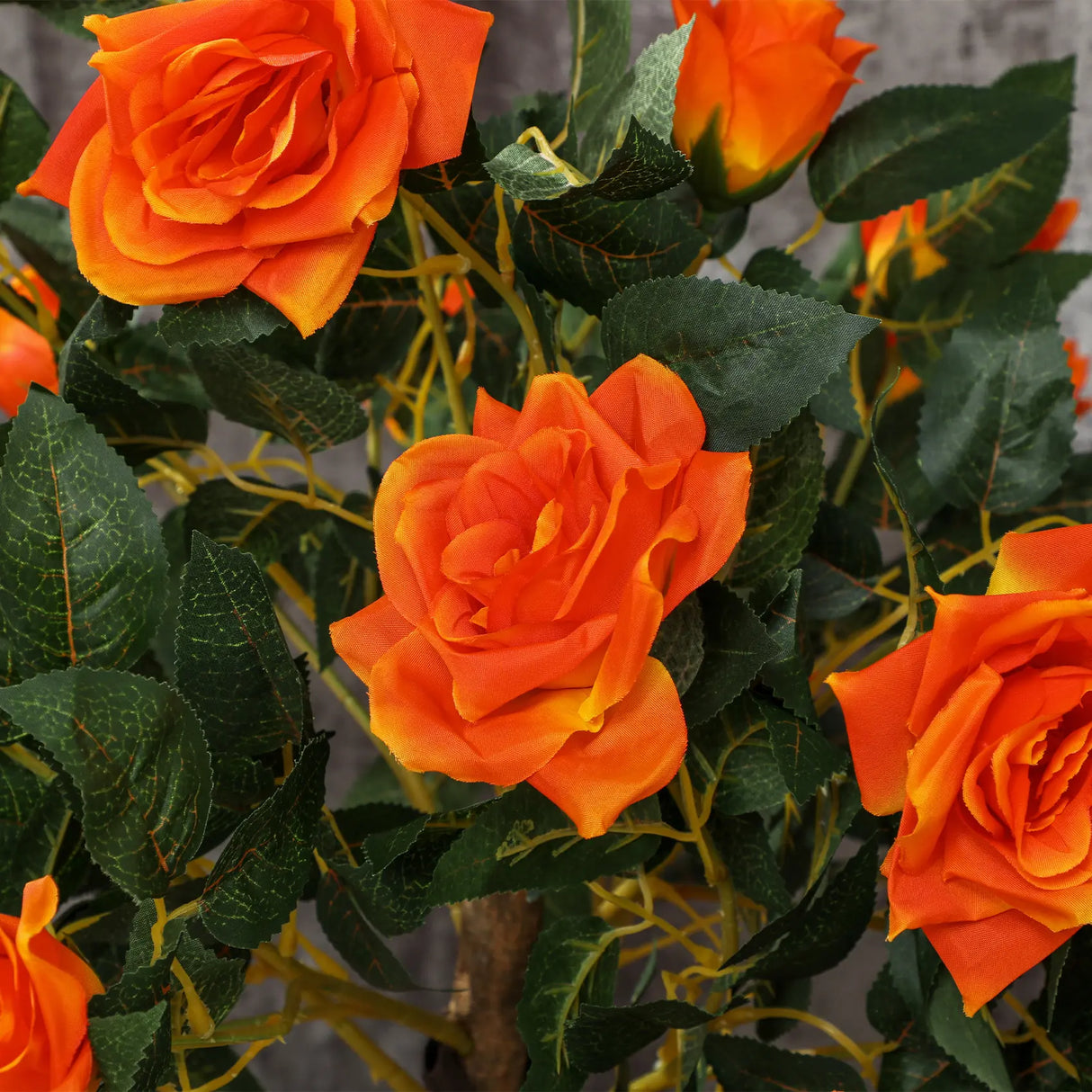 Outsunny Set of 2 Artificial Plants White Rose Floral in Pot, Fake Plants for Home Indoor Decor, 90cm, Orange