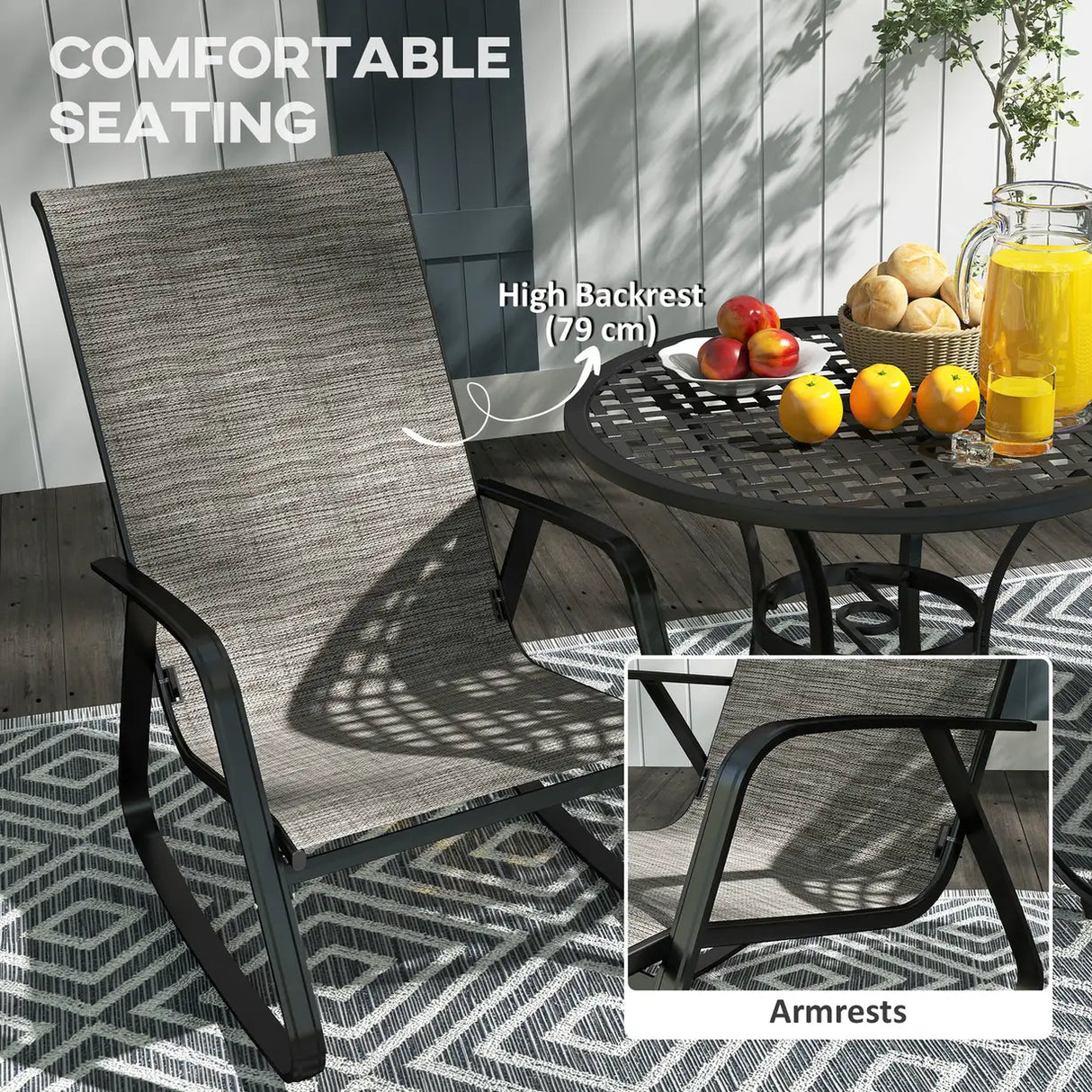 Outsunny Rocking Garden Chair - Light Brown