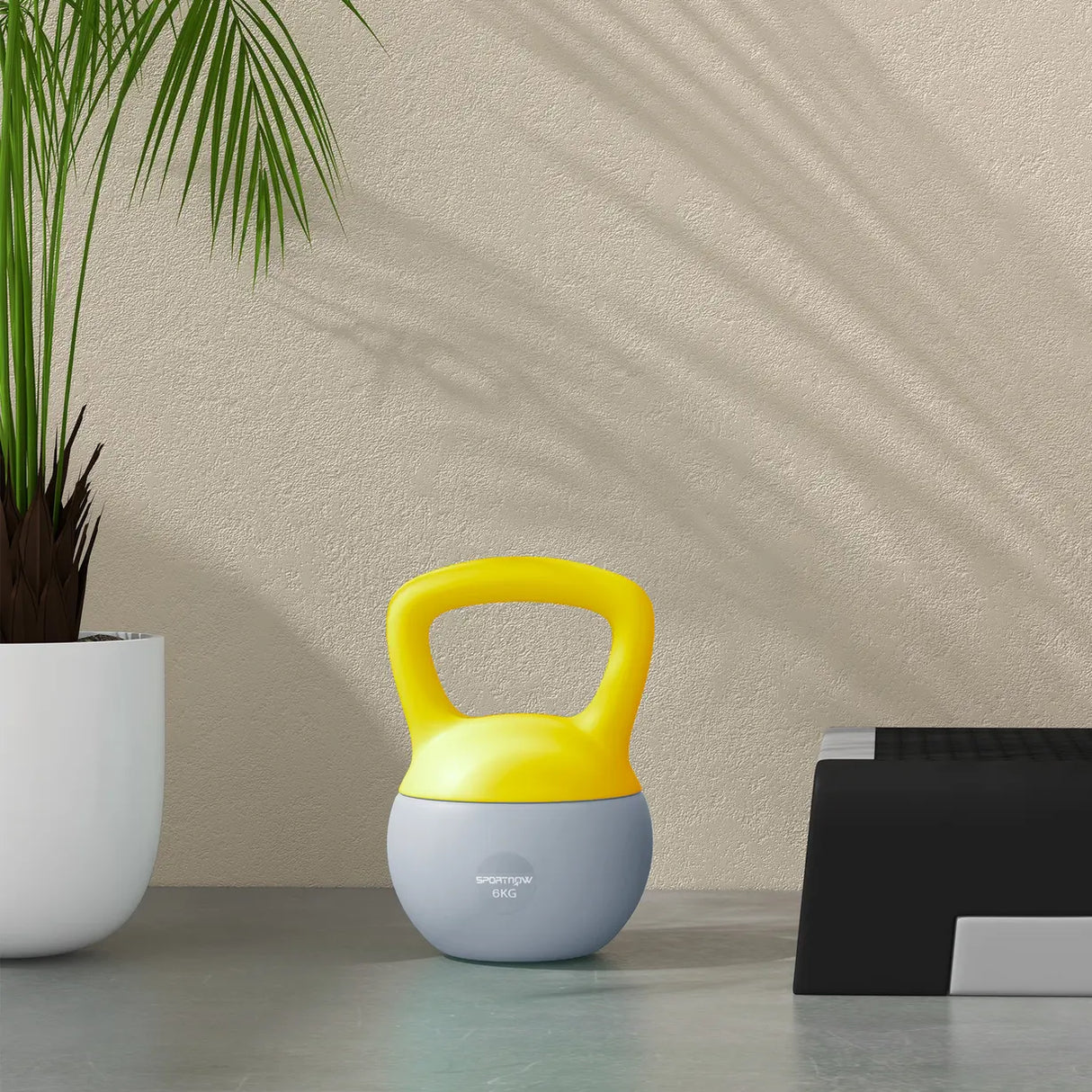 SPORTNOW 6KG Soft Kettlebell, Kettlebell with Non-Slip Handle for Home Gym, Weight Lifting, Strength Training, Yellow/Grey