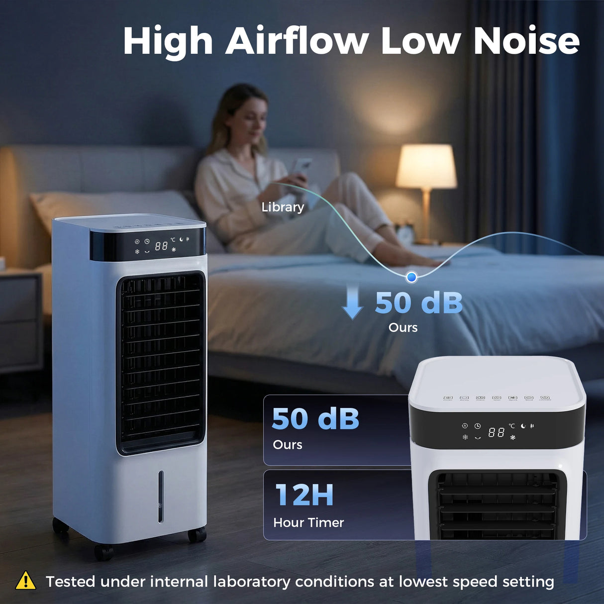 HOMCOM Portable Air Cooler, 3-In-1 Evaporative Air Cooler with 7 Litre Water Tank, 48 Oscillation, White