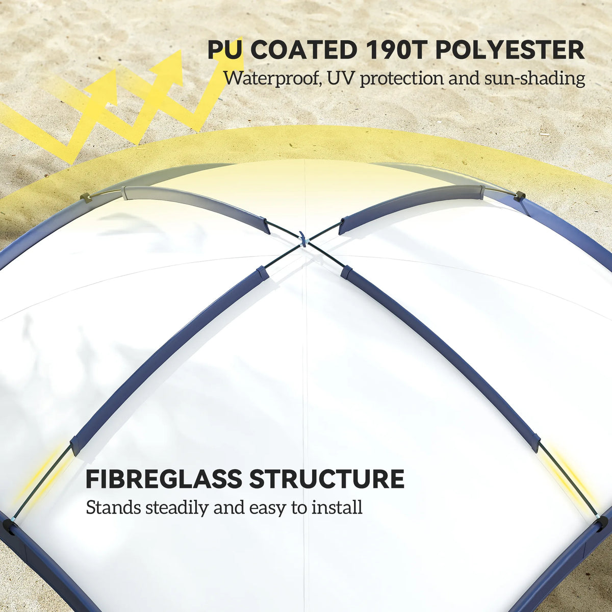 Outsunny Gazebo Party Tent, 3.5x3.5m-Cream/Blue