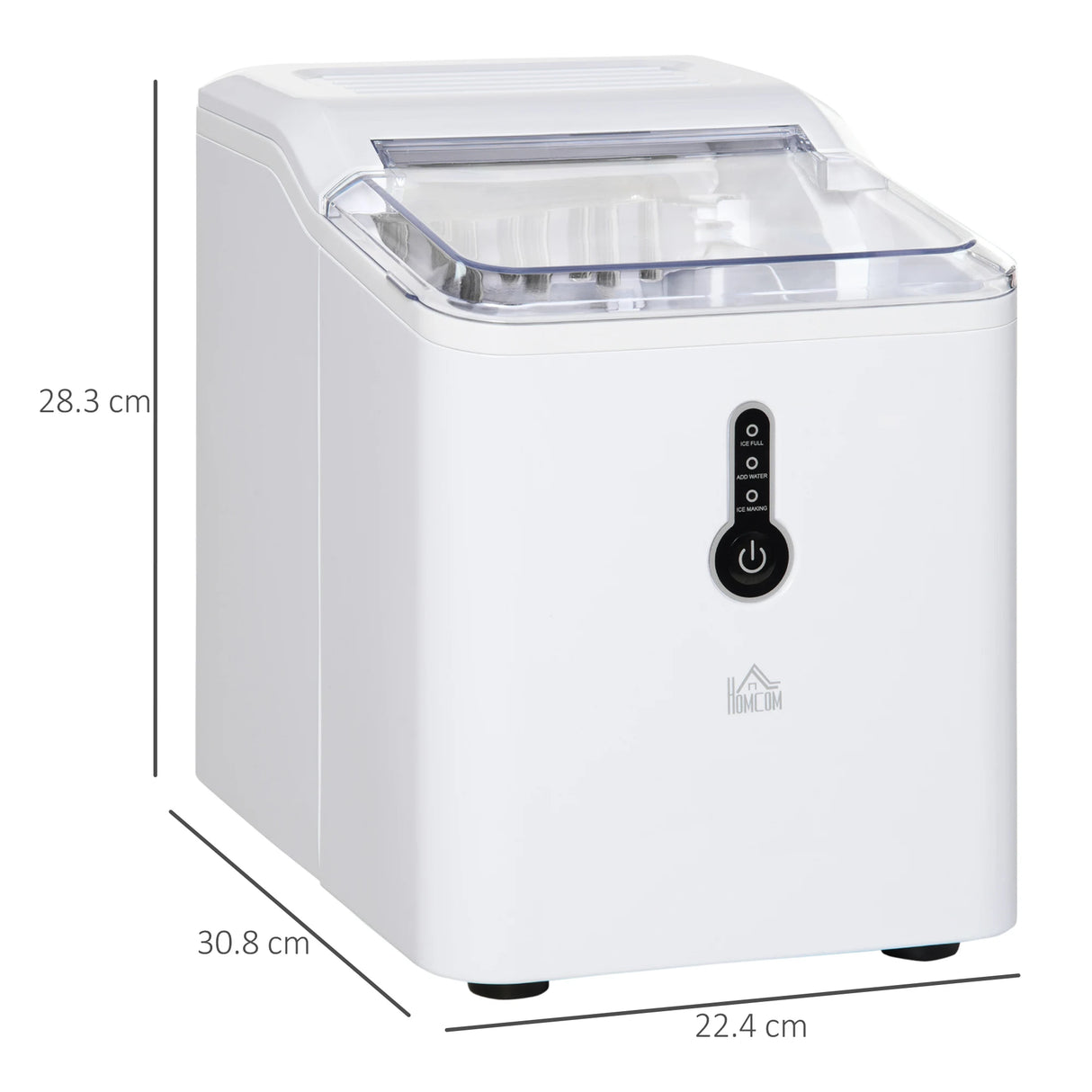 HOMCOM Ice Maker Machine, 1.5L Countertop Ice Cube Maker with Self-Cleaning, 9 Cubes Ready in 8 Mins, 12kg in 24 Hrs, No Plumbing with Basket, White