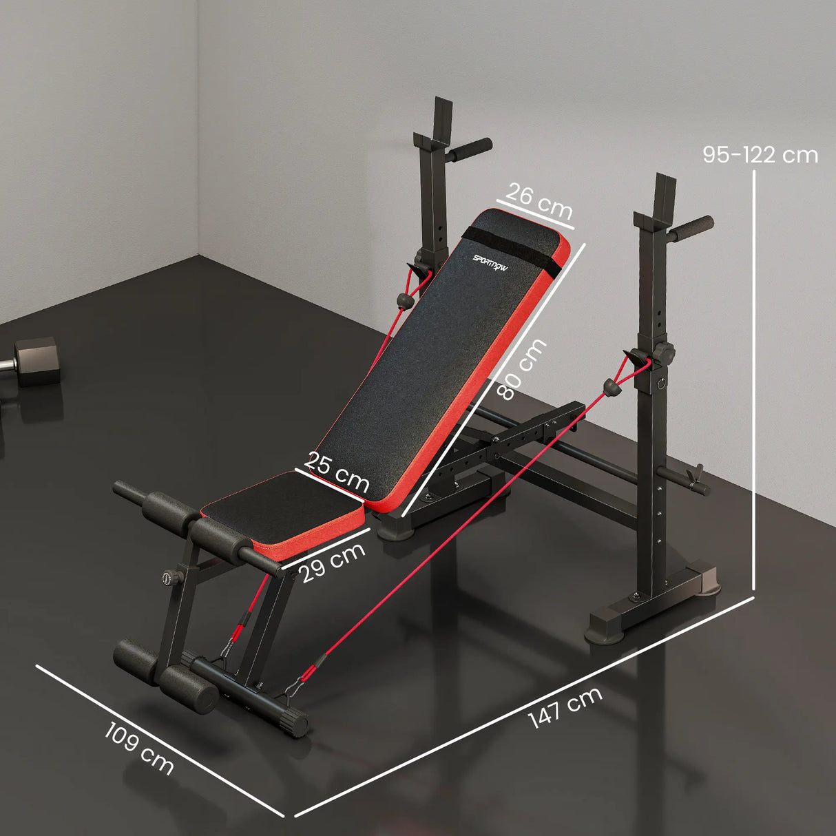 SPORTNOW Adjustable Weight Bench with Squat Rack and Dip Stand
