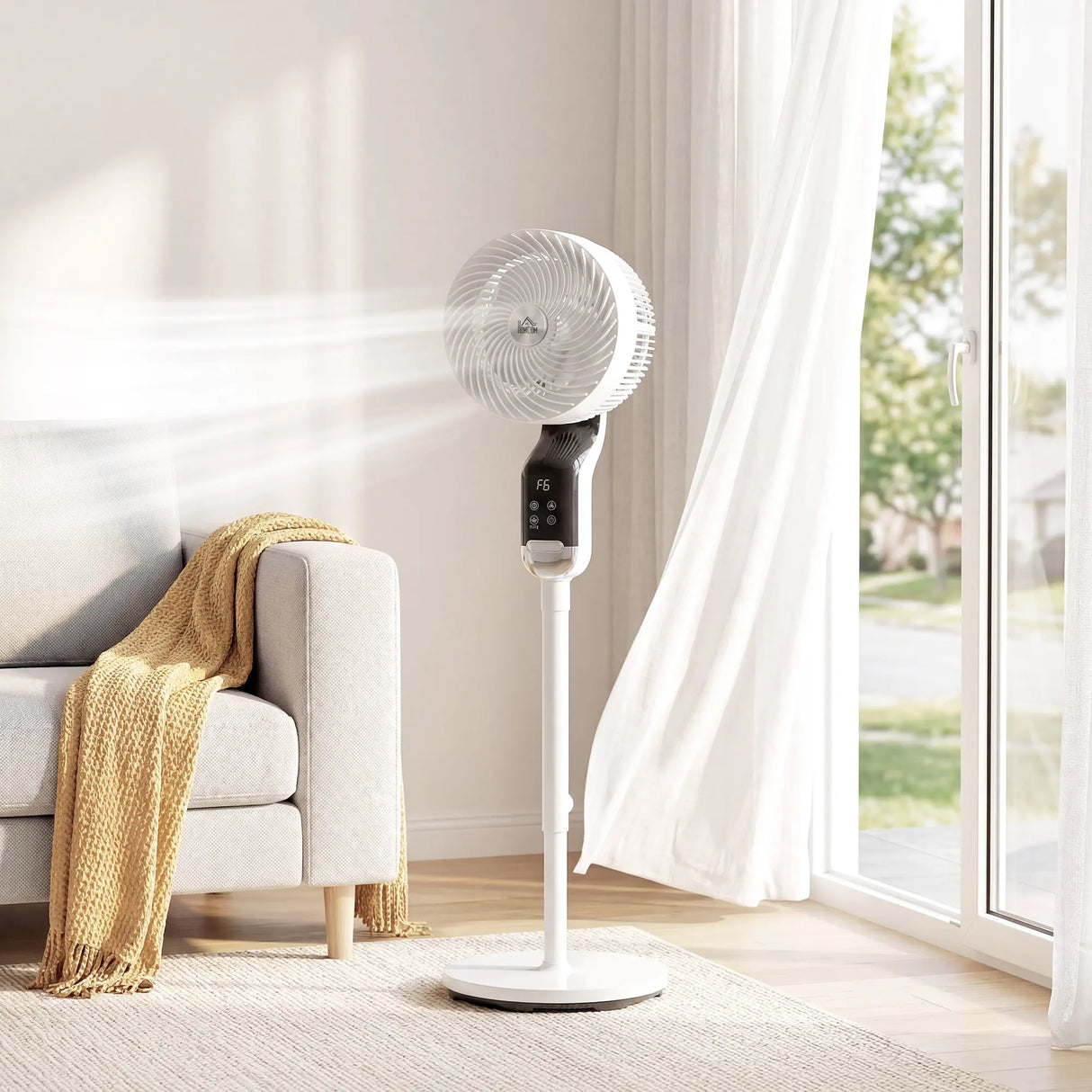 HOMCOM 20 dB Silent Standing Fan, 41in Pedestal Fan with Remote, Oscillating, 8 Speeds, Adjustable Height, 12H Timer