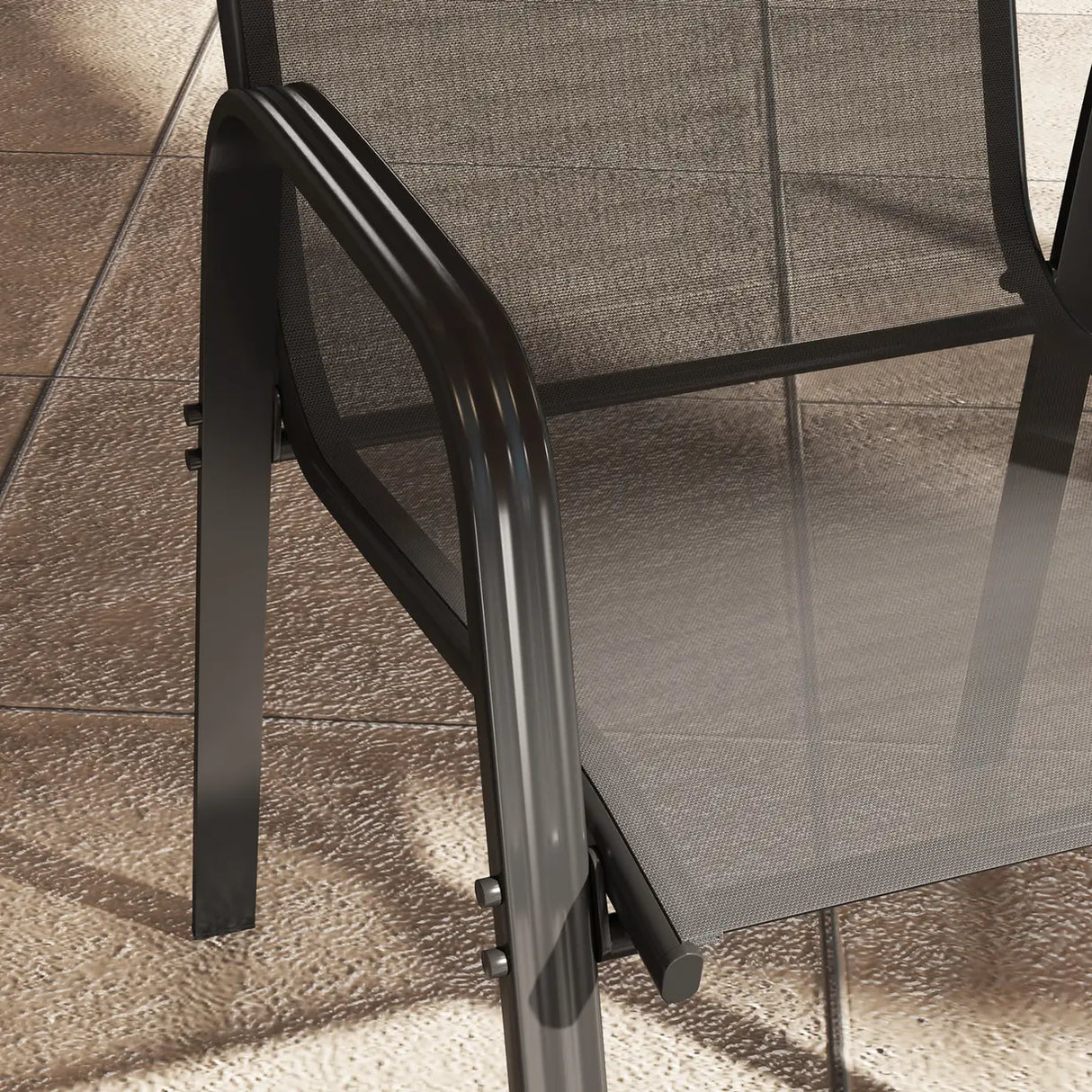 Outsunny Set of Four Stackable Mesh Seat Chairs - Black