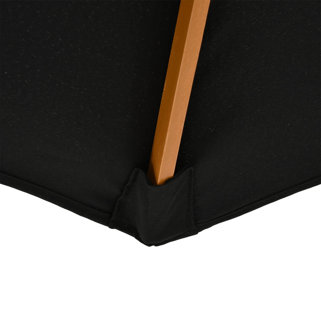 Outsunny 3(m) Garden Parasol, Pulley Operated Patio Umbrella, Wooden Table Market Umbrella with Rope Pulley Mechanism and 8 Ribs, Black