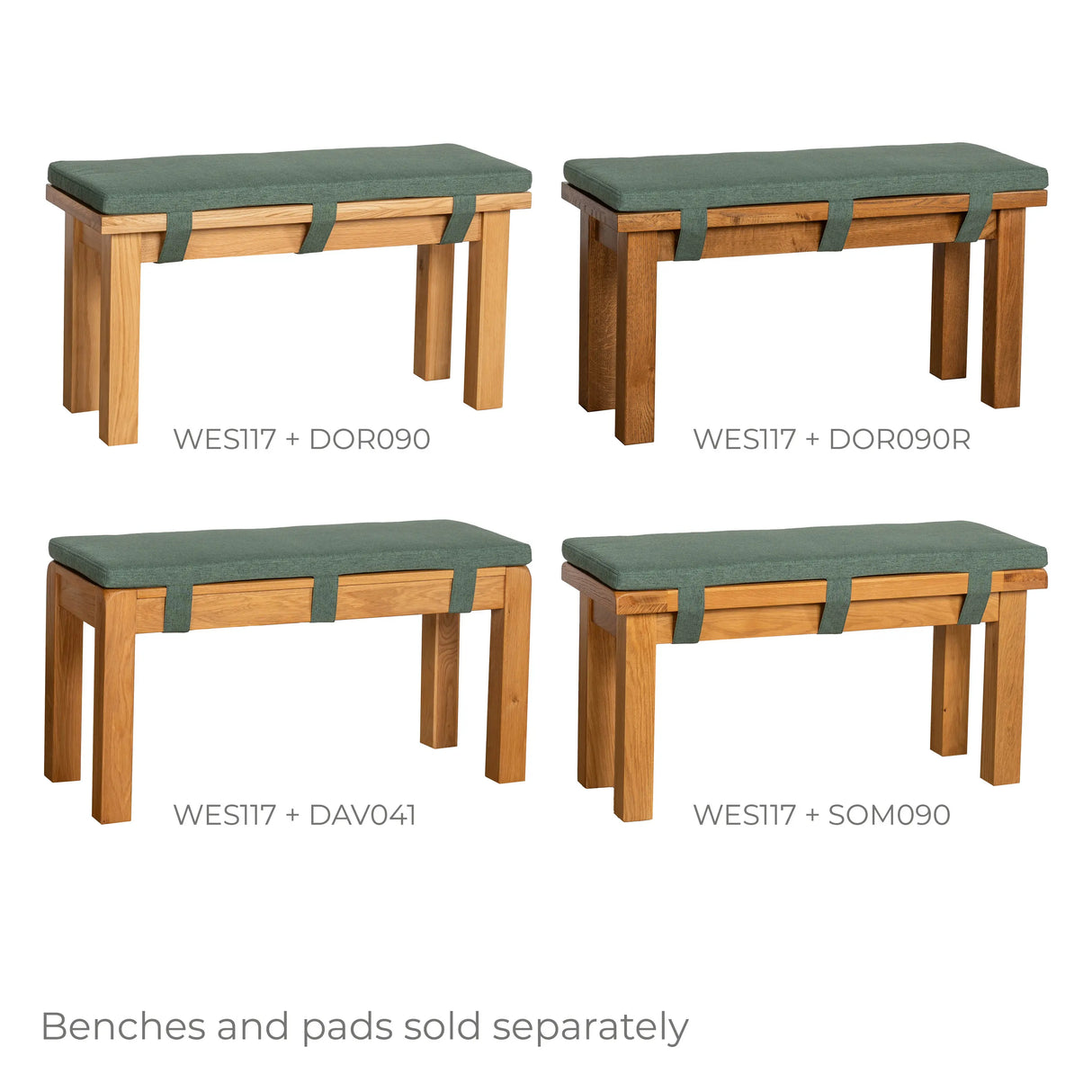 Westbury Bench Pad 90cm in Green (WES117)
