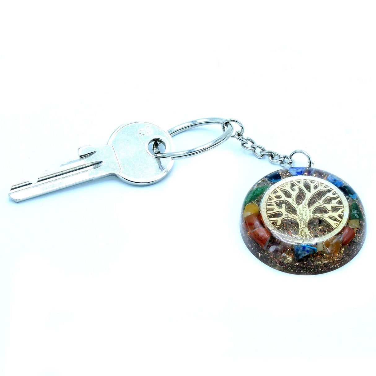 Orgonite Power Keyring - Gemstones Chakra Tree of Life